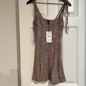 Zara Brown and White Patterned Dress